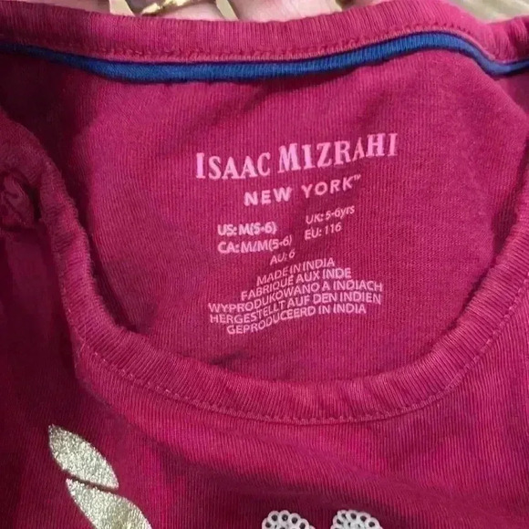 Issac Mizrahi Girls unicorn Shirt Size M (5-6) cranberry color with sequins - Picture 3 of 6